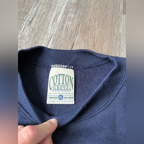 VTG Cotton Grove Cat Kitten Sweatshirt Crewneck Navy Blue Size XL 2XL COMFY - Picture 4 of 7